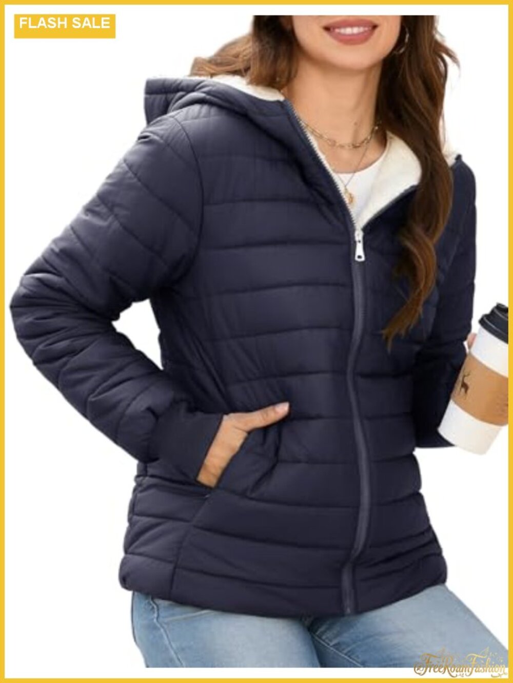 Women's Fleece Lined Puffer Jacket Windproof Water-Resistant Winter Coat